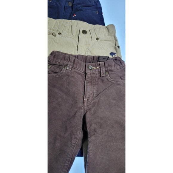 Lot 4 Janie and Jack Boys Corduroy Pants Size 3 | Brown Navy Beige | Holiday Emb - Picture 4 of 15